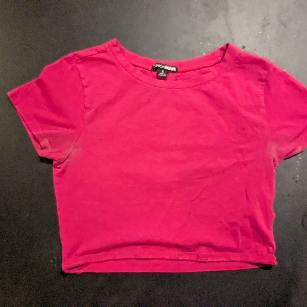 Fashion Nova Pink Crop Top Fitted T-Shirt